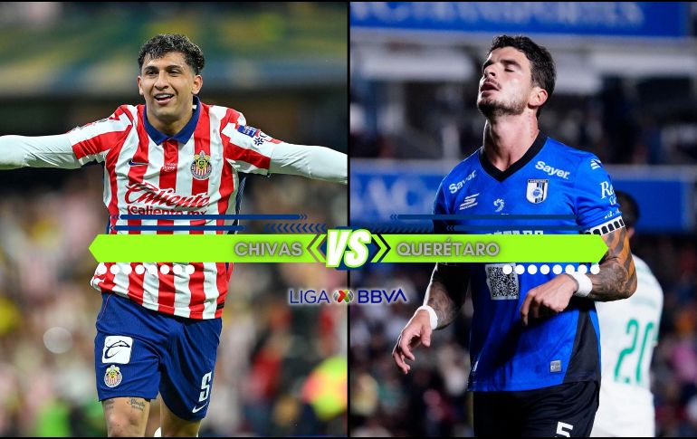 La diferencia entre ambos en la clasificación es de cuatro puntos, aunque Querétaro llega con un partido pendiente respecto a Chivas. ESPECIAL / IMAGO7 y CANVA