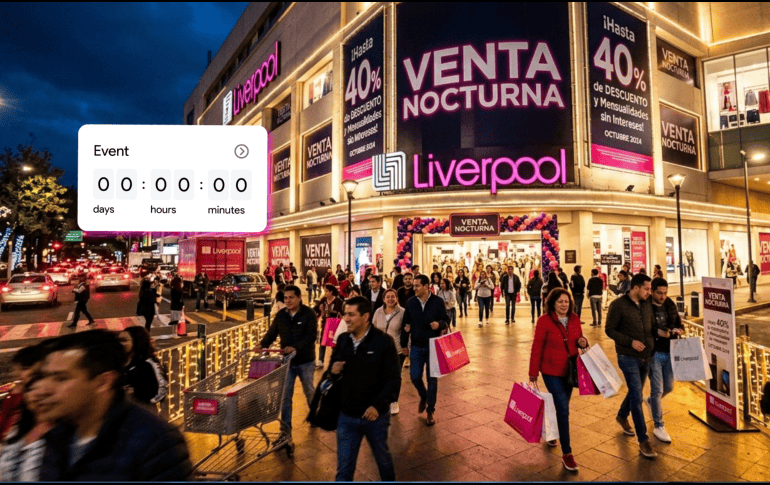 Liverpool realiza varias Ventas Nocturnas a lo largo del año, pero la edición de octubre suele destacar por coincidir con su aniversario.  ESPECIAL/CHATGPT