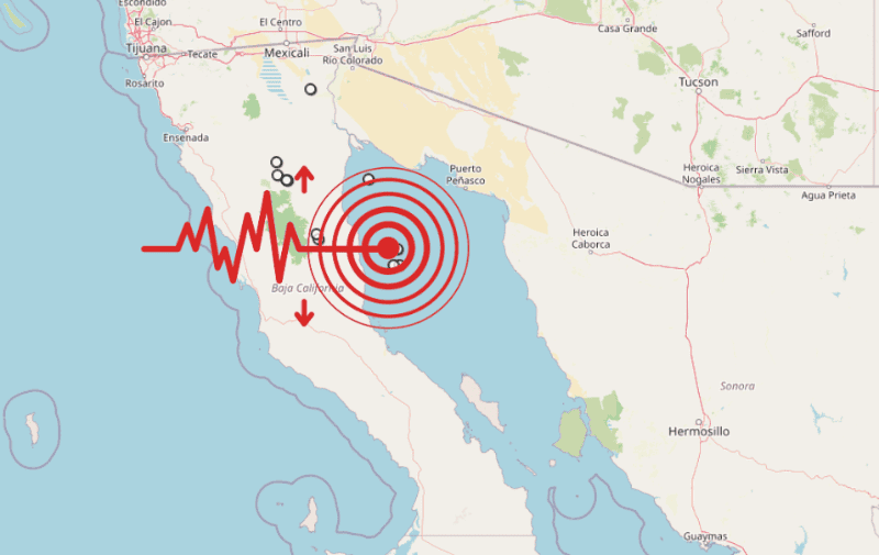 &nbsp;Sismo en Baja California. ESPECIAL / SSN