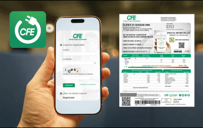 Conoce el proceso para registrarse en la plataforma de la CFE, y lo que permite pagar el recibo de luz en línea y reportar fallas sin salir de casa. CANVA / CFE / ESPECIAL