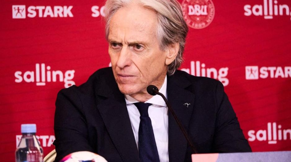 El técnico de Portugal, Jorge Jesús, en rueda de prensa este sábado. AFP / K. Tuxen Ladegaard Berg