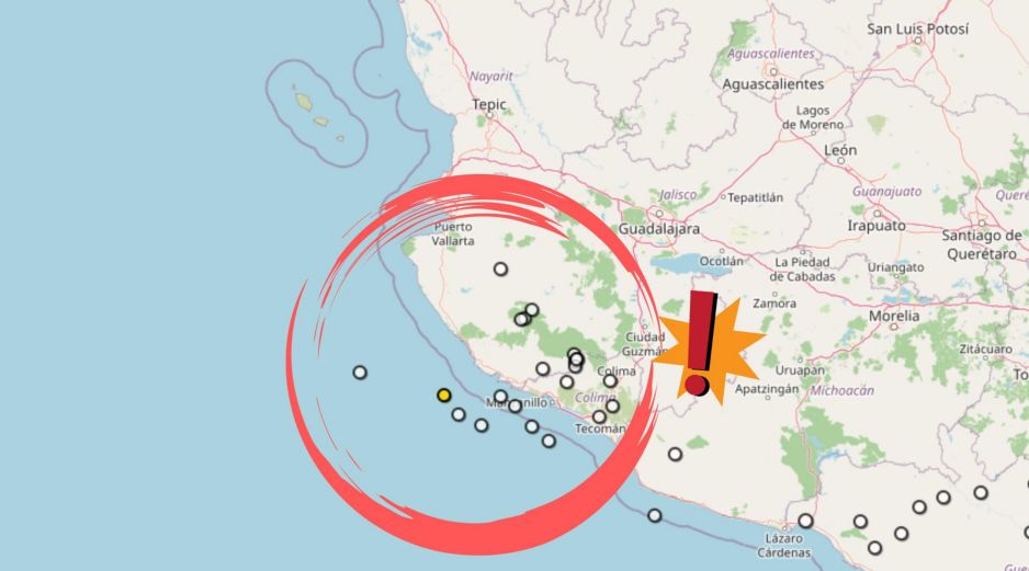 Jalisco lidera la lista de eventos telúricos, seguido por Colima y Michoacán, según datos oficiales. ESPECIAL / SSN