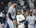 Los Yankees quedaron eliminados de la postemporada tras caer ante los Rays en un cerrado tercer encuentro de la Serie Divisional. AFP.