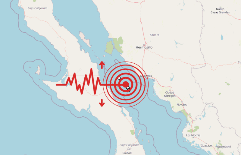 &nbsp;Sismo en Baja California Sur. ESPECIAL / SSN