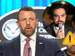 El secretario de Seguridad Nacional, Markwayne Mullin, junto con funcionarios de ICE, habla desde la sede del ICE. AP / Jacquelyn Martin / EFE / ARCHIVO