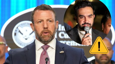 El secretario de Seguridad Nacional, Markwayne Mullin, junto con funcionarios de ICE, habla desde la sede del ICE. AP / Jacquelyn Martin / EFE / ARCHIVO