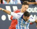 Espanyol. Bryan Zaragoza superó a Puga y abrió el marcador. EFE