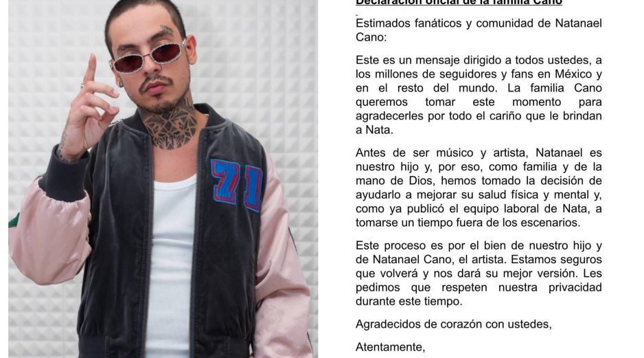 Esto es lo que dice el comunicado de la familia de Natanael Cano respecto a la salud del artista. ESPECIAL / INSTAGRAM @NatanaelCano/ X :@NatanaelCanoNew