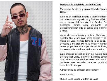 Esto es lo que dice el comunicado de la familia de Natanael Cano respecto a la salud del artista. ESPECIAL / INSTAGRAM @NatanaelCano/ X :@NatanaelCanoNew