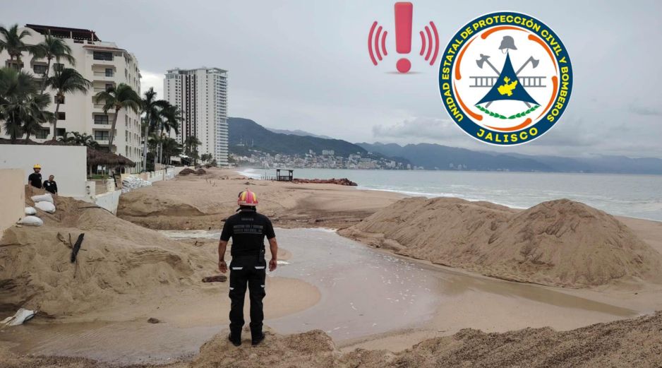 De acuerdo con el pronóstico más actual, se prevén lluvias de 150 a 300 milímetros durante el domingo, pudiendo ser puntualmente mayores, y un oleaje de 3 a 5 metros durante el domingo. ESPECIAL / FACEBOOK Protección Civil y Bomberos de Puerto Vallarta