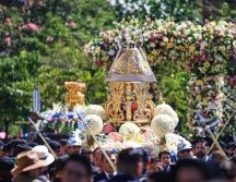 La Virgen de la Expectación caminó los 9.2 kilómetros de recorrido acompañada por miles de fieles romeros. EL INFORMADOR/J. Acosta