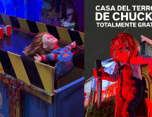 Uno de los elementos centrales que más llama la atención es un portón de gran tamaño con el rostro del muñeco. Este se encuentra acompañado de una intensa iluminación roja que refuerza la atmósfera de suspenso y terror durante las noches. INSTAGRAM/@go_rendon