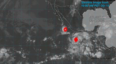 El huracán “Trudy”, de categoría 1, amenaza las costas del Pacífico mexicano. EFE/NOAA