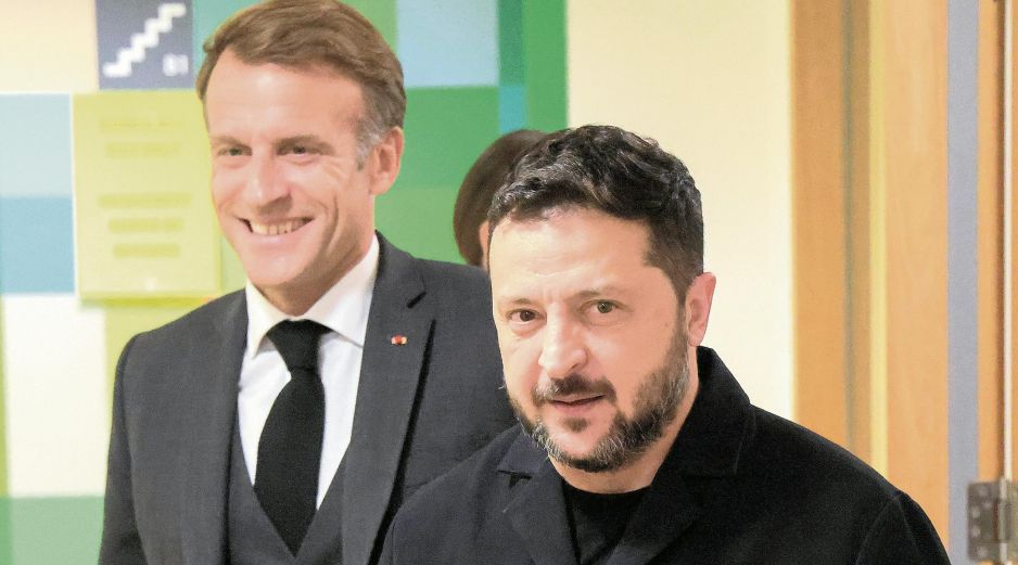 Volodymyr Zelenskyy se reunió con Emmanuel Macron en Bruselas para buscar mayor respaldo militar y diplomático de Europa. EFE