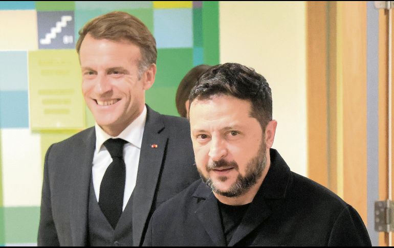 Volodymyr Zelenskyy se reunió con Emmanuel Macron en Bruselas para buscar mayor respaldo militar y diplomático de Europa. EFE
