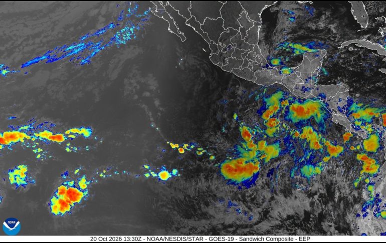 Una zona de inestabilidad frente a las costas del suroeste de México amenaza con evolucionar a ciclón tropical. El Centro Nacional de Huracanes vigila de cerca este fenómeno que ya genera lluvias y oleaje elevado en la región. ESPECIAL/ Facebook/NOAA NWS National Hurricane Center