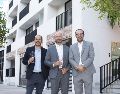 Mauricio Moncada, Anhuar Farah y Adrián Moncada de Wellness Capital durante la inauguración de Torre Casa Pavo. GENTE BIEN JALISCO / Revista del 23 de octubre 2026
