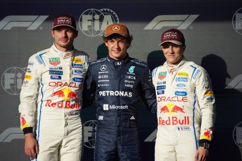 Kimi Antonelli, Max Verstappen y Isack Hadjar partirán al frente del GP de Estados Unidos. EFE / D. SAFRANEK&nbsp;
