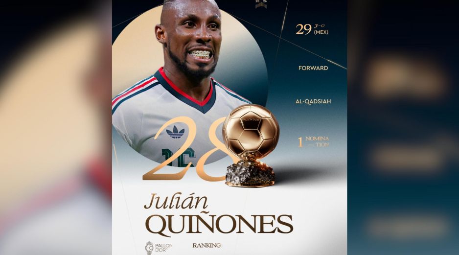 El mexicano Julián Quiñones hizo historia al ubicarse formalmente en el puesto 28 de la votación del Balón de Oro 2026. X / @ballondor