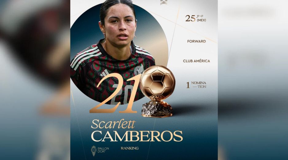 La revista France Football confirmó la ubicación de la delantera azteca previa a la ceremonia de gala en el London Palladium. X / @ballondor