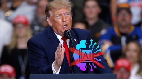 El presidente estadounidense Donald Trump habla durante un mitin de campaña en el McMorran Place Arena en Port Huron. AP / ARCHIVO