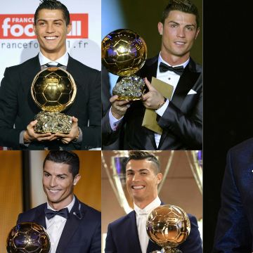 El de 2008 fue el primero de los cinco Balones de Oro que ganó Cristiano Ronaldo. Posteriormente, el portugués recibió los de 2013, 2014, 2016 y 2017. AFP / ARCHIVO