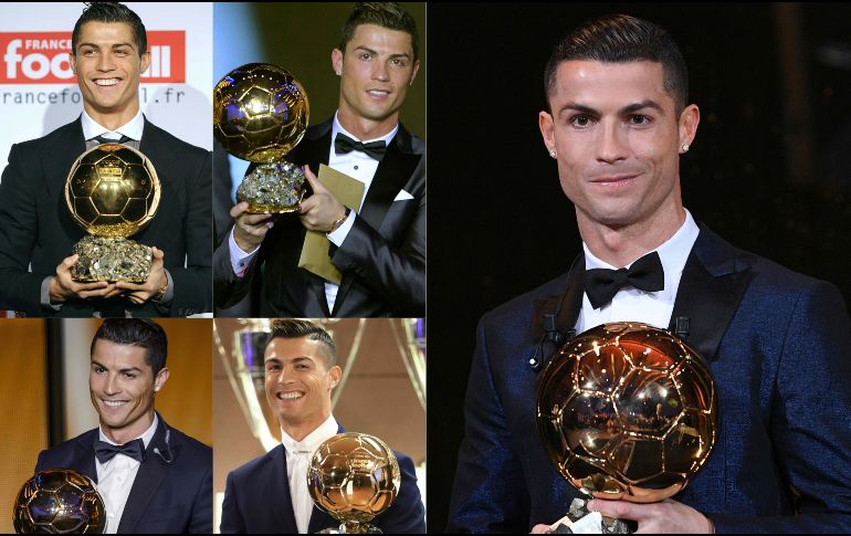 El de 2008 fue el primero de los cinco Balones de Oro que ganó Cristiano Ronaldo. Posteriormente, el portugués recibió los de 2013, 2014, 2016 y 2017. AFP / ARCHIVO