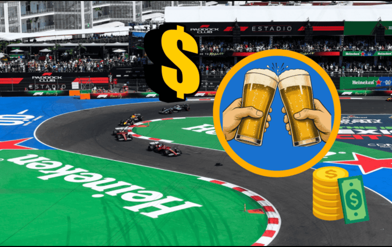 Un repaso por los precios oficiales de la cerveza, refrescos y comida en el Autódromo Hermanos Rodríguez durante el Gran Premio de México 2026, incluyendo el uso de la tarjeta Digicash. MéxicoGP/ CANVA