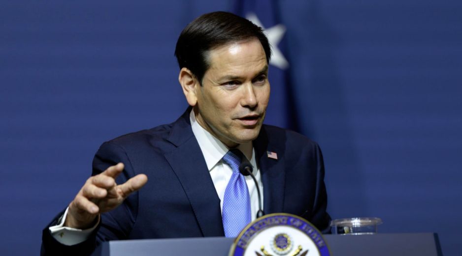 Marco Rubio habla en la rueda de prensa de clausura de la reunión de ministros de Exteriores del G20 celebrada en Atlanta. EFE/C. Herrera