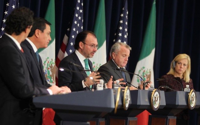 Delegados mexicanos y estadounidenses en la segunda reunión del Diálogo de Alto Nivel para continuar las estrategias contra las organizaciones criminales transnacionales. NOTIMEX