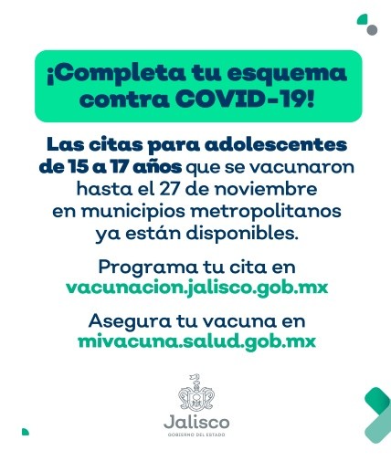 Mi vacuna Jalisco: Abren registro para segunda dosis de vacunación a  jóvenes en la ZMG | El Informador