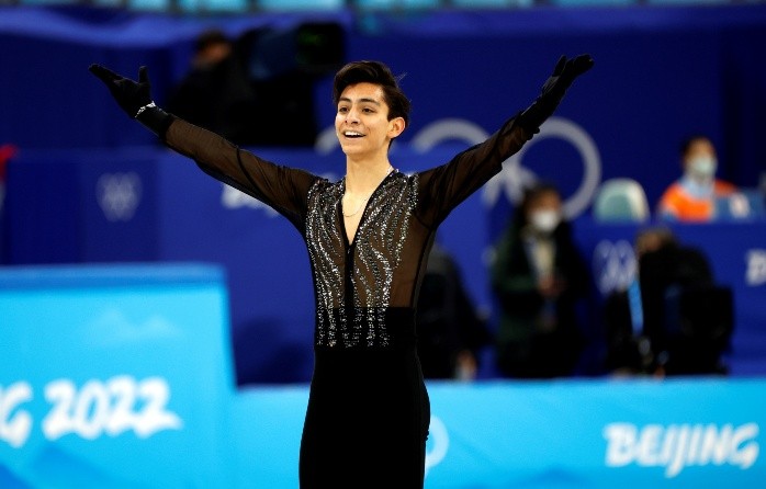Beijing (China), 07/03/2021.- Donovan Carrillo of Mexico performs in the Men's Free Skating of the Figure Skating events at the Beijing 2022 Olympic Games, Beijing,? China, 10 February 2022. EFE/EPA/HOW HWEE YOUNG