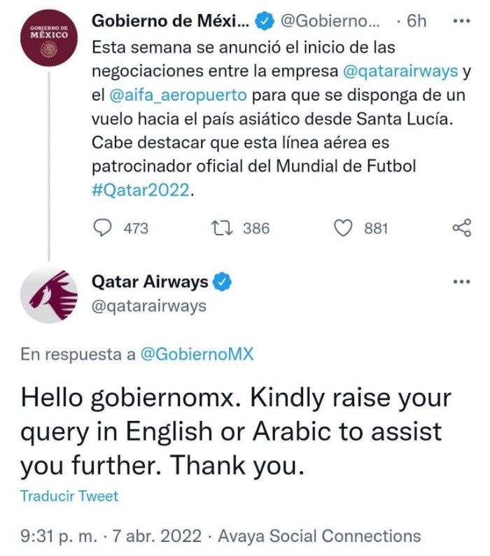 AIFA: Responden de Qatar Airway