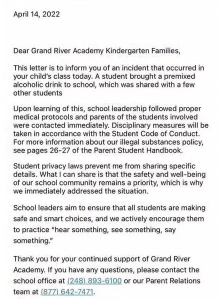 Comunicado de la escuela/ ESPECIAL