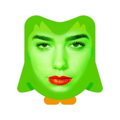 Las cuentas oficiales de Duolingo en redes sociales cambiaron la foto de perfil con esta fusión entre el búho verde, mascota de la app, y la cantante británica Dua Lipa. X -TWITTER-/ duolingo 