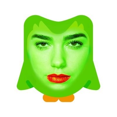 Las cuentas oficiales de Duolingo en redes sociales cambiaron la foto de perfil con esta fusión entre el búho verde, mascota de la app, y la cantante británica Dua Lipa. X -TWITTER-/ duolingo&nbsp;