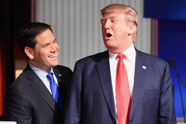 De derecha a izquierda, el candidato a la Presidencia de EU Donald Trump junto al senador Marco Rubio, quien podría ocupar el puesto a candidato vicepresidencial. ESPECIAL / Fotografía de Marco Rubio en Facebook