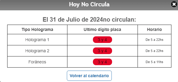 &nbsp; ESPECIAL/ Hoy No Circula.  