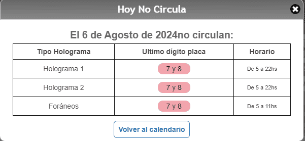 &nbsp;  ESPECIAL/ Hoy No Circula.  
