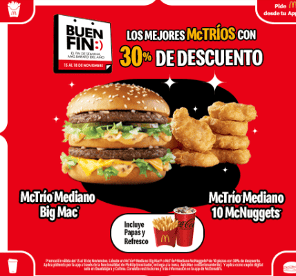 Combos de McDonald's con hasta 30% en este Buen Fin 2024. ESPECIAL/&nbsp;McDonald's