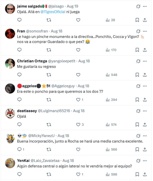 Opiniones de algunos aficionados del Atlas tras sospechas del retorno de Juan Pablo Vigón al club rojinegro. X / @SoyFiel12 