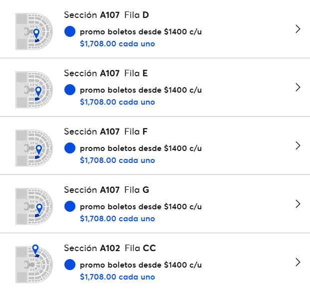 Precio y locaciones en la Arena VFG. ESPECIAL / Ticketmaster 