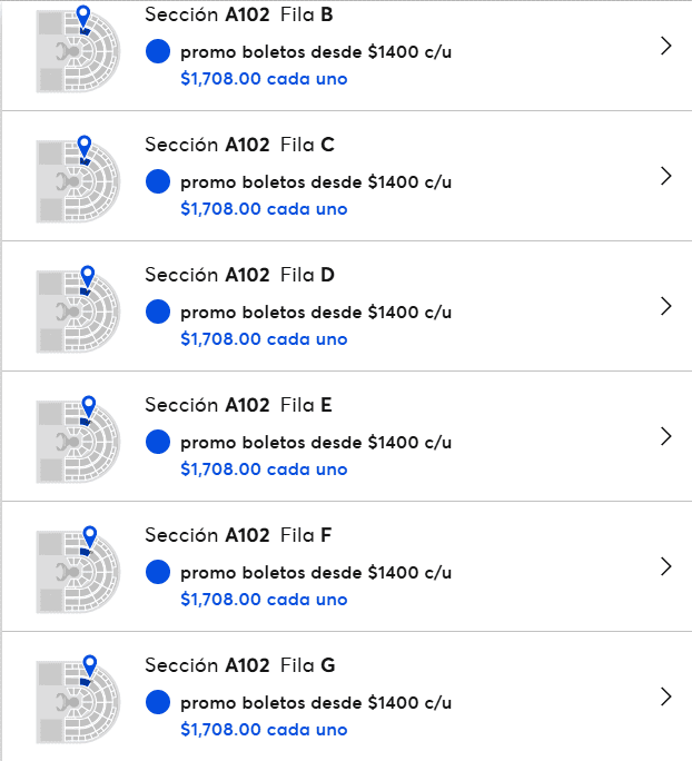  Precio y locaciones en la Arena VFG. ESPECIAL / Ticketmaster 