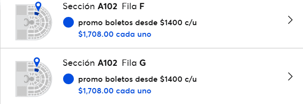   Precio y locaciones en la Arena VFG. ESPECIAL / Ticketmaster 