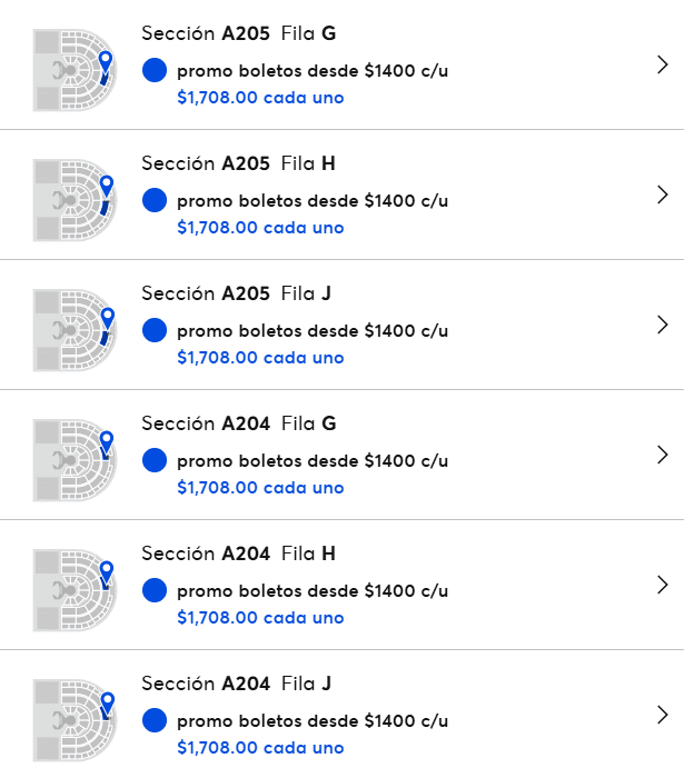   Precio y locaciones en la Arena VFG. ESPECIAL / Ticketmaster 