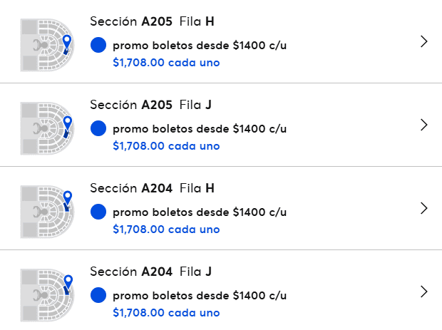  Precio y locaciones en la Arena VFG. ESPECIAL / Ticketmaster 