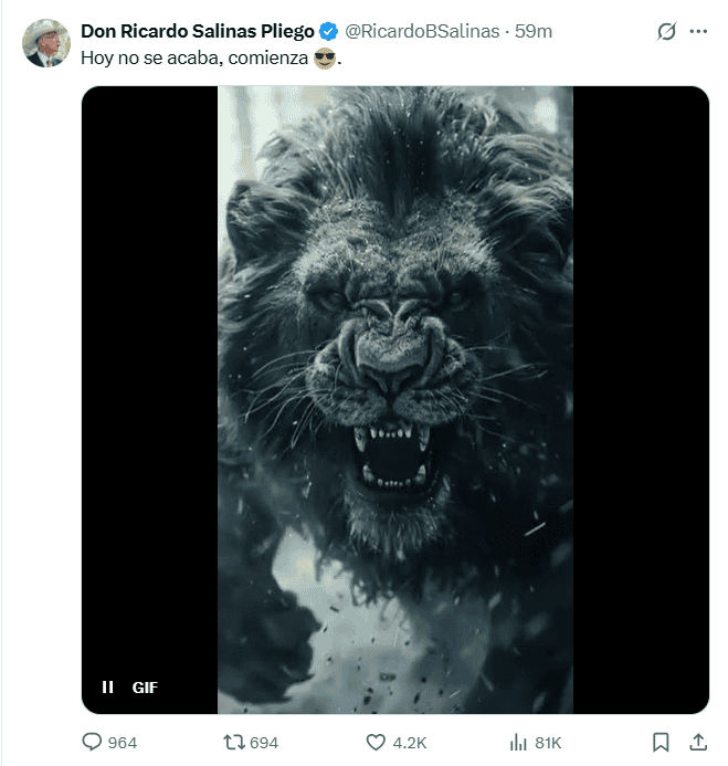 &nbsp;Reacción del dueño de Grupo Salinas en redes sociales tras el fallo de la SCJN. X /  @RicardoBSalinas