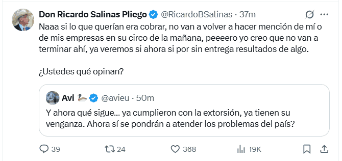 &nbsp;Reacción del dueño de Grupo Salinas en redes sociales tras el fallo de la SCJN. X /  @RicardoBSalinas