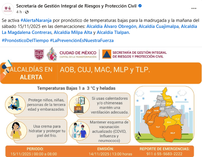 FACEBOOK / Secretaría de Gestión Integral de Riesgos y Protección Civil&nbsp;&nbsp;