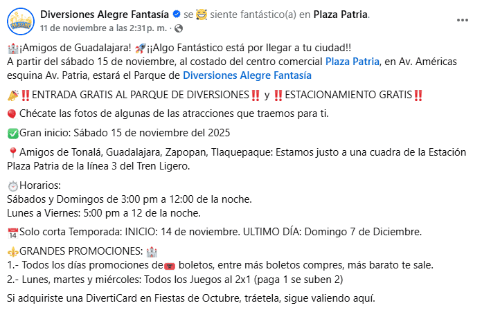 FACEBOOK / Diversiones Alegre Fantasía&nbsp;